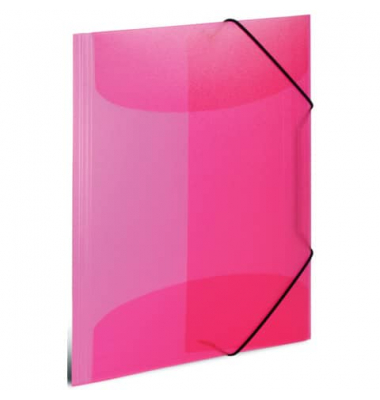 Gummizugmappe 19505, A4 pink PP, mit 3 Einschlagklappen