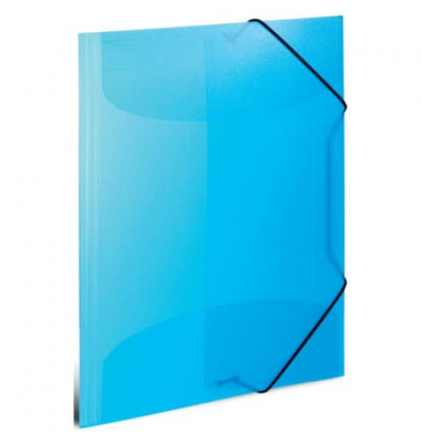 Gummizugmappe Transluzent - Designserie 19506, A4 hellblau Polypropylen (PP), f&uuml;r ca. 50 Blatt  (80 g/m&sup2;), mit 3 Einschlagklappe