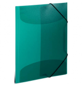 Gummizugmappe 19509, A4 dunkelgr&uuml;n Polypropylen (PP), mit 3 Einschlagklappen