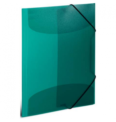 Gummizugmappe 19509, A4 dunkelgr&uuml;n Polypropylen (PP), mit 3 Einschlagklappen