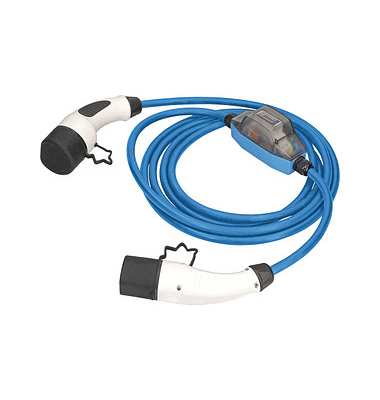 as-Schwabe MODE 3 mit ROCO Stromzähler Ladekabel für Elektroautos Typ 2 auf Typ 2 blau 230 V, 16 A, 3,6 KW, 5,0 m