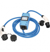 MODE 3 mit MIXO Stromzähler Ladekabel für Elektroautos Typ 2 auf Typ 2 blau 400 V, 16 A, 11,0 KW, 5,0 m