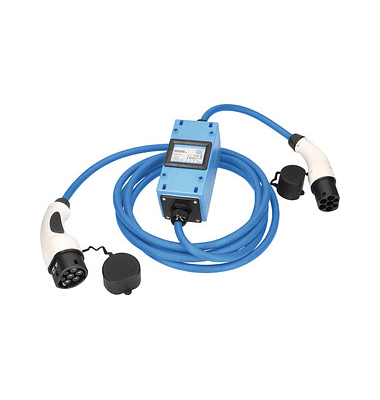 as-Schwabe MODE 3 mit MIXO Stromzähler Ladekabel für Elektroautos Typ 2 auf Typ 2 blau 400 V, 16 A, 11,0 KW, 5,0 m