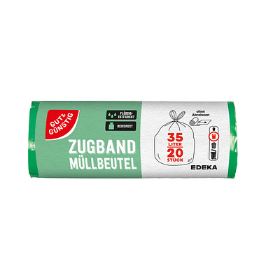 Müllbeutel 3442271009, grün, 35 Liter, mit Zugband Müllbeutel 3442271009, grün, 35 Liter, mit Zugband