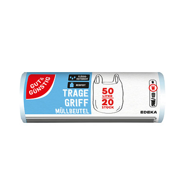 Müllbeutel 2251213006, transparent, 50 Liter, mit Griff Müllbeutel 2251213006, transparent, 50 Liter, mit Griff