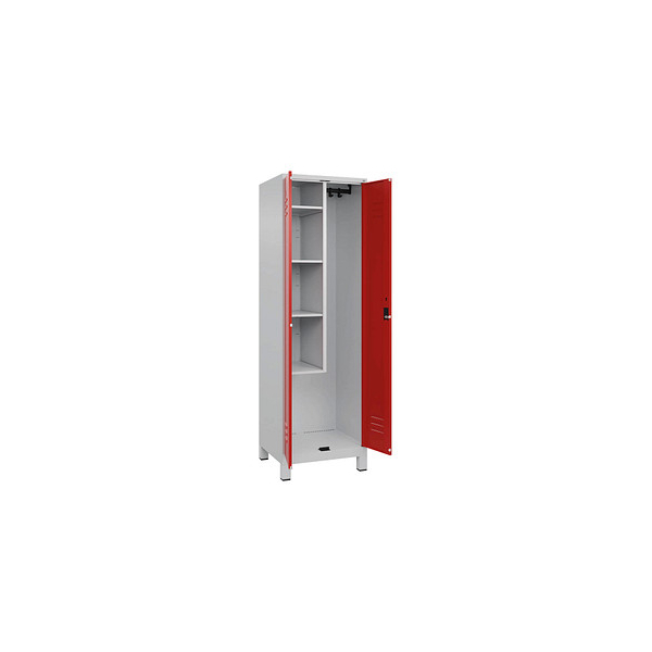 4066681617575 - Putzmittelschrank Classic Plus 080110-00-S10002 lichtgrau verkehrsrot 600 x 500 x 1950 cm aufgebaut 4066681617575 C+P-Möbel