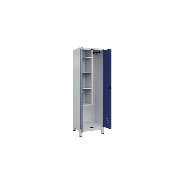 4066681617582 - Putzmittelschrank Classic Plus 080110-00-S10003 enzianblau lichtgrau 600 x 500 x 1950 cm aufgebaut 4066681617582 C+P-Möbel