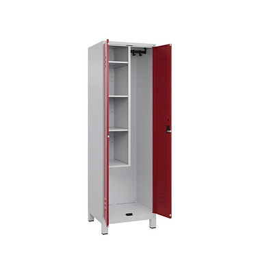 CP Putzmittelschrank Classic Plus 080110-00-S10016 lichtgrau, rubinrot 60,0 x 50,0 x 195,0 cm, aufgebaut