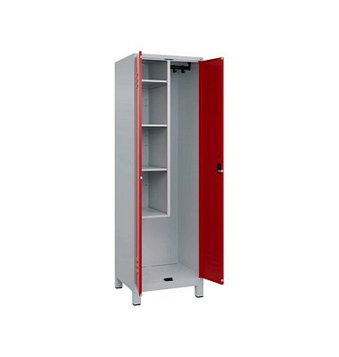 CP Putzmittelschrank Classic Plus 080110-00-S10017 lichtgrau, verkehrsrot 60,0 x 50,0 x 195,0 cm, aufgebaut