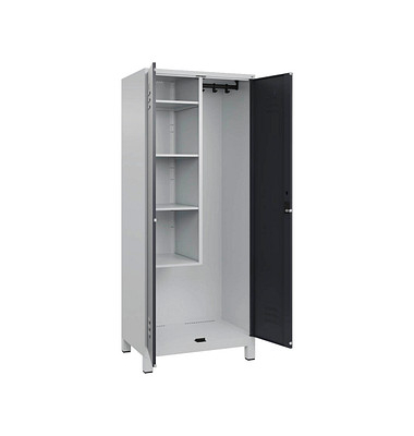 CP Putzmittelschrank Classic Plus 080110-02-S10008 anthrazitgrau, lichtgrau 80,0 x 50,0 x 195,0 cm, aufgebaut