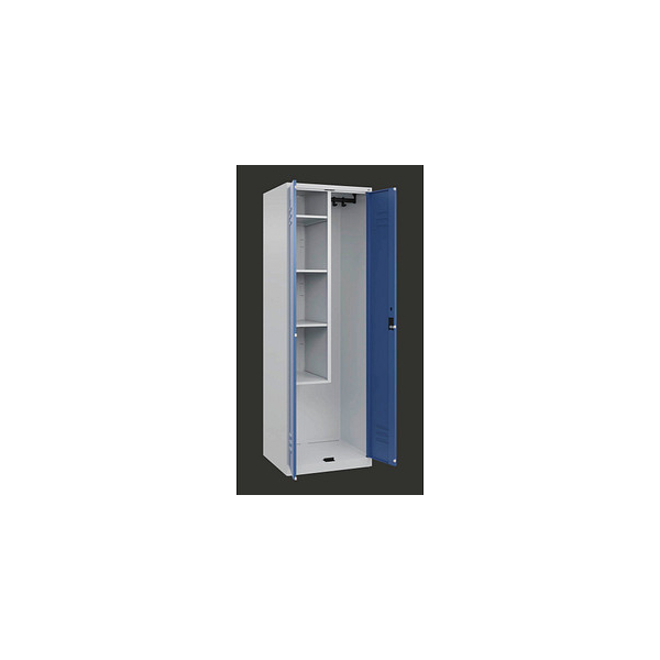 4067521417720 - Putzmittelspind Classic PLUS 1 Abteil Trennwand mittig verkürzt lichtgrau fernblau B 600 mm mit Bodengleitern Zylinderschloss C+P 4067521417720 - Putzmittelspind Classic PLUS 1 Abteil Trennwand mittig verkürzt lichtgrau fernblau B 600 mm mit Bodengleitern Zylinderschloss C+P