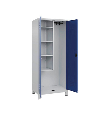 CP Putzmittelschrank Classic Plus 080110-02-S10017 enzianblau, lichtgrau 80,0 x 50,0 x 195,0 cm, aufgebaut