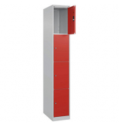 CP Schließfachschrank Classic Plus lichtgrau, verkehrsrot 080000-104-S10002, 4 Schließfächer 30,0 x 50,0 x 185,0 cm