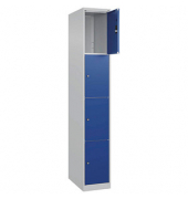 CP Schließfachschrank Classic Plus lichtgrau, enzianblau 080000-104-S10003, 4 Schließfächer 30,0 x 50,0 x 185,0 cm
