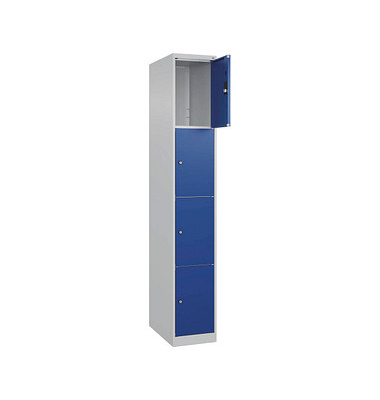 CP Schließfachschrank Classic Plus lichtgrau, enzianblau 080000-104-S10003, 4 Schließfächer 30,0 x 50,0 x 185,0 cm