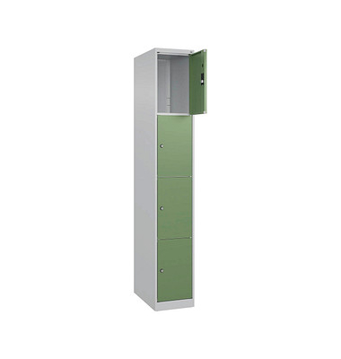 CP Schließfachschrank Classic Plus lichtgrau, resedagrün 080000-104-S10006, 4 Schließfächer 30,0 x 50,0 x 185,0 cm