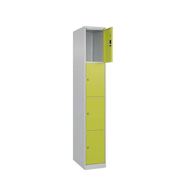 CP Schließfachschrank Classic Plus clowngrün, lichtgrau 080000-104-S10009, 4 Schließfächer 30,0 x 50,0 x 185,0 cm
