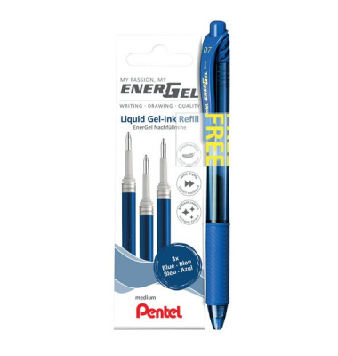 3er Set EnerGel Minen LR7, blau plus 1 Stift BL107 blau, gratis 3er Set EnerGel Minen LR7, blau plus 1 Stift BL107 blau, gratis