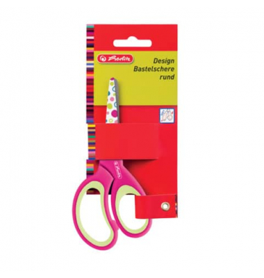 Bastelschere Design rund, Metall, 13,2cm, farbig sortiert