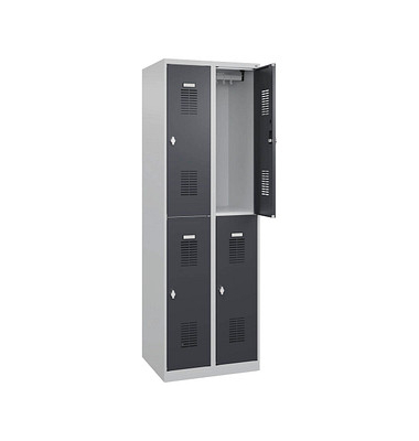 CP Spind Basic Plus anthrazitgrau, lichtgrau 088355-20-S10001, 4 Schließfächer 60,0 x 50,0 x 185,0 cm