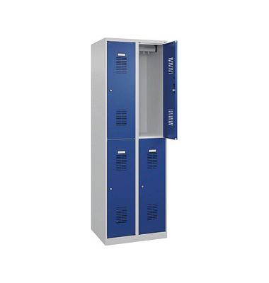 CP Spind Basic Plus enzianblau, lichtgrau 088355-20-S10003, 4 Schließfächer 60,0 x 50,0 x 185,0 cm