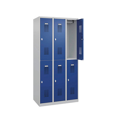 CP Spind Basic Plus enzianblau, lichtgrau 088355-30-S10000, 6 Schließfächer 90,0 x 50,0 x 185,0 cm