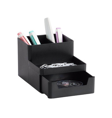 Zeller Schreibtisch-Organizer Utensilien schwarz Kunststoff 4 Fächer 15,3 x 11,2 x 9,3 cm