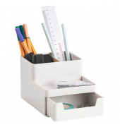 Zeller Schreibtisch-Organizer Utensilien grau Kunststoff 4 Fächer 15,3 x 11,2 x 9,3 cm