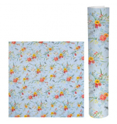 Geschenkpapierzuschnitte Verano light 01 543, Blumen, 50cm x 70cm, hellblau/bunt