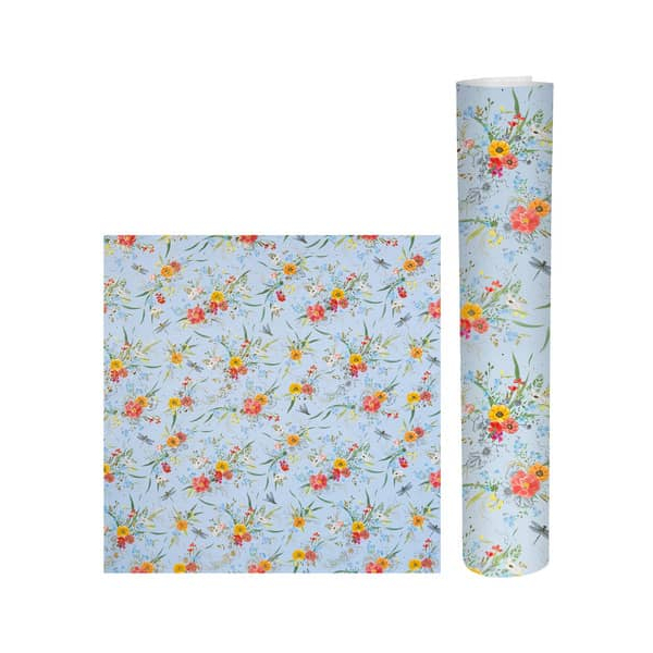 10 Stück TURNOWSKY Geschenkpapierzuschnitte Verano light 01 543, Blumen, 50cm x 70cm, hellblau/bunt 4009835015438 TURNOWSKY