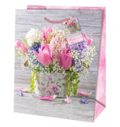 Geschenktasche 22400 TL Blumentopf, allgemein, gedrehte Kordel mit Karte, Blumentopf, 267mm x 330mm
