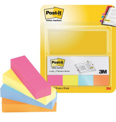 Haftstreifen 670-4P, 20x38mm, türkis/powerpink/vitalorange/neongrün