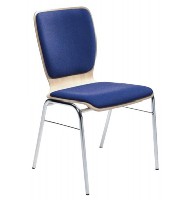 Besucherstuhl JARA, buche/chrom/blau / chrom, 4-Fuß-Gestell