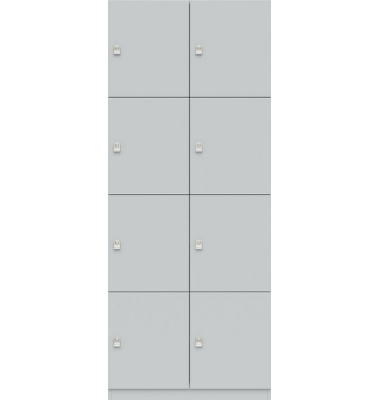 Pren Schließfachschrank, 2 Abteile je 4 Türen, weiß, H 1970
