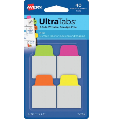 Haftmarker 74759, UltraTabs Mini, grün/pink/orange/gelb, ohne, rechteckig