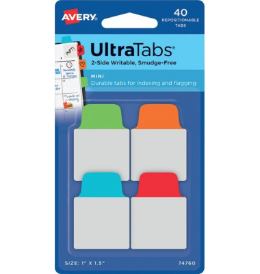 Haftmarker 74760, UltraTabs Mini, grün/blau/rot/orange, ohne, rechteckig