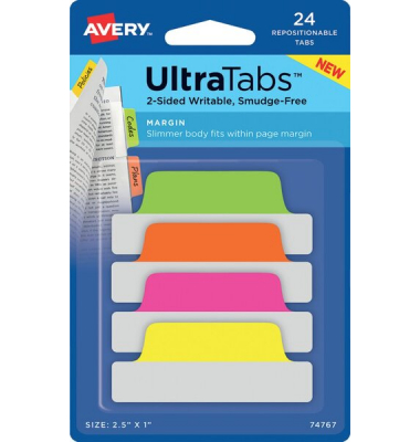 Haftmarker 74767, UltraTabs Schmal, grün/pink/orange/gelb, ohne, rechteckig