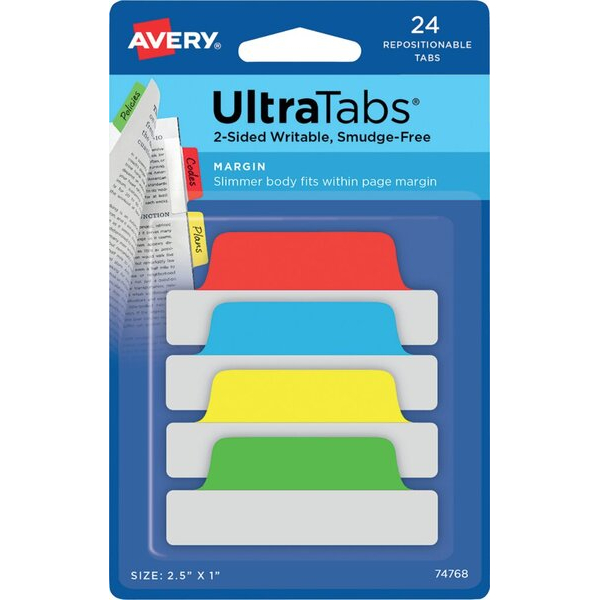 4004182335185 - Haftmarker 74768 UltraTabs Schmal grün blau rot gelb ohne rechteckig 4004182335185 AVERY Zweckform
