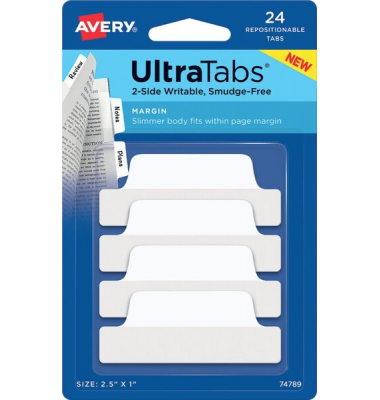 Haftmarker 74789, UltraTabs Schmal, weiß, ohne, rechteckig
