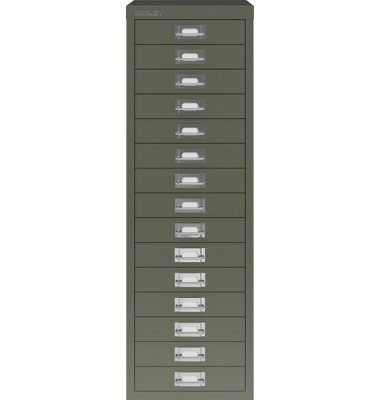 Schubladenschrank 15 Schübe olivgrün H 590 x B 279 x T 380