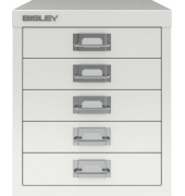 Schubladenschrank 5 Schübe verkehrsweiß, H 325 x B 279 x T 380