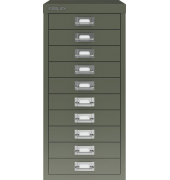 Schubladenschrank 10 Schübe olivgrün H 590 x B 279 x T 380