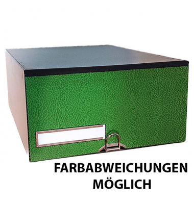 Urkundenkasten mit Schublade, halbe OH, 255 x 160 x 370mm, grün