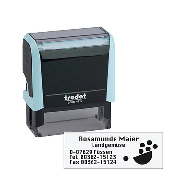trodat Textstempel, individualisierbar printy 4913 selbstfärbend schwarz mit Logo