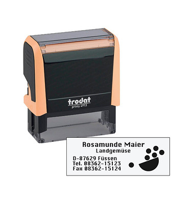 trodat Textstempel, individualisierbar printy 4913 selbstfärbend schwarz mit Logo