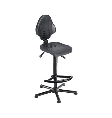 Arbeitsdrehstuhl W13-25-H-PU-FS8, schwarz / schwarz, bis 250kg, ohne Kopfst&uuml;tze