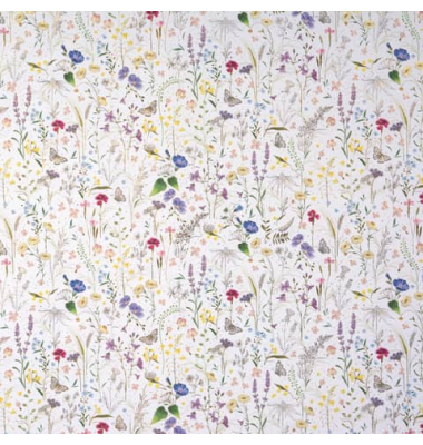 Geschenkpapierzuschnitte  Summer Mea white 01 574, Blumenwiese, 50cm x 70cm, weiß/bunt