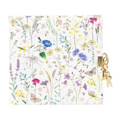 Tagebuch Summer Meadow white mit Schloss, 16,5x16,5cm