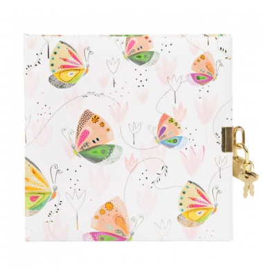 Tagebuch Mariposa mit Schloss, 16,5x16,5cm