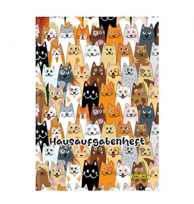 Hausaufgabenheft 10118/12 Fluffy Cats / Hausaufgaben Lineatur, A5, 70g, mehrfarbig, 48 Blatt / 48 Seiten